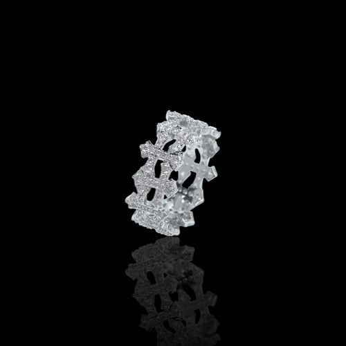Silver ring on a black background